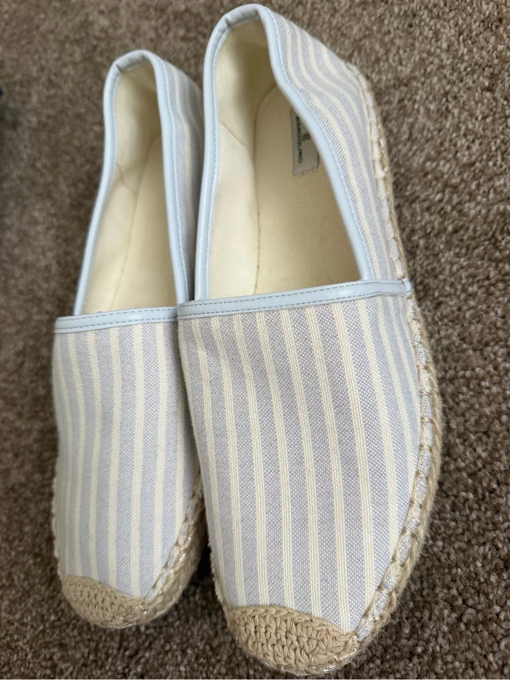 Bandolino Light Blue and Cream Striped Espadrille Slip-On